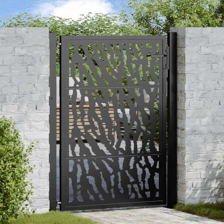Puerta de jardín de diseño con carril de acero negro 105x130 cm de , Puertas de jardín - Ref: Foro24-4100980, Precio: 200,03 ...