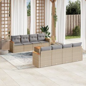 Set de sofás de jardín 9 pzas con cojines ratán sintético beige en Conjuntos de jardín | Comprar online en Foru.es