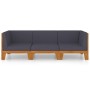 Juego muebles de jardín y cojines 3 pzas madera maciza acacia de vidaXL, Conjuntos de jardín - Ref: Foro24-3058115, Precio: 4...