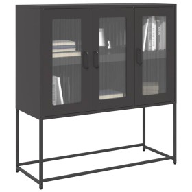Aparador de acero laminado en frío negro 100,5x39x107 cm de , Aparadores - Ref: Foro24-853404, Precio: 129,29 €, Descuento: %