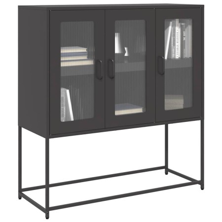 Aparador de acero laminado en frío negro 100,5x39x107 cm de , Aparadores - Ref: Foro24-853404, Precio: 129,29 €, Descuento: %