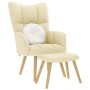 Sillón de relax con taburete tela color crema de , Sillones - Ref: Foro24-4016785, Precio: 159,09 €, Descuento: %