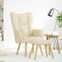 Sillón de relax con taburete tela color crema de , Sillones - Ref: Foro24-4016785, Precio: 159,09 €, Descuento: %
