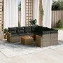Set de muebles de jardín 9 pzas y cojines ratán sintético gris en Conjuntos de jardín | Comprar online en Foru.es