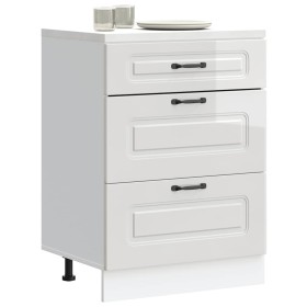 Mueble bajo cocina Kalmar madera ingeniería blanca alto brillo de , Armarios de cocina - Ref: Foro24-854281, Precio: 129,08 €...