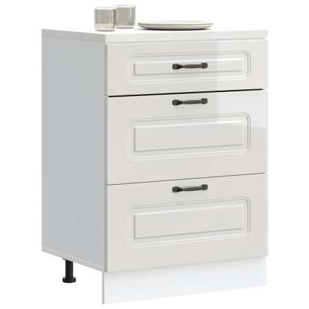 Mueble bajo cocina Kalmar madera ingeniería blanca alto brillo de , Armarios de cocina - Ref: Foro24-854281, Precio: 129,08 €...