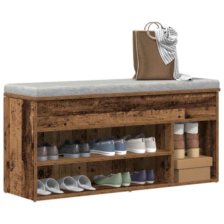Banco zapatero madera ingeniería madera vieja 102x30,5x45 cm de , Zapateros y organizadores de calzado - Ref: Foro24-859143, ...