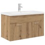 Mueble para lavabo con lavabo integrado y grifo roble artesanal de , Muebles de baño - Ref: Foro24-3328908, Precio: 239,56 €,...