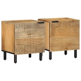 Mesitas de noche 2 uds madera maciza de mango marrón 40x33x46cm de , Mesitas de noche - Ref: Foro24-4017717, Precio: 111,21 €...
