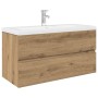 Mueble para lavabo con lavabo integrado y grifo roble artesanal de , Tocadores de baño - Ref: Foro24-3328936, Precio: 334,31 ...