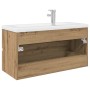 Mueble para lavabo con lavabo integrado y grifo roble artesanal de , Tocadores de baño - Ref: Foro24-3328936, Precio: 334,31 ...