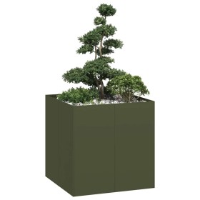 Jardinera acero verde oliva 80x80x80 cm de , Maceteros y jardineras - Ref: Foro24-860783, Precio: 130,63 €, Descuento: %