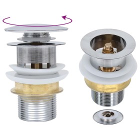 Desagüe empuje sin función desbordamiento plata 6,4x6,4x9,1 cm de vidaXL, Grifos - Ref: Foro24-149064, Precio: 15,03 €, Descu...