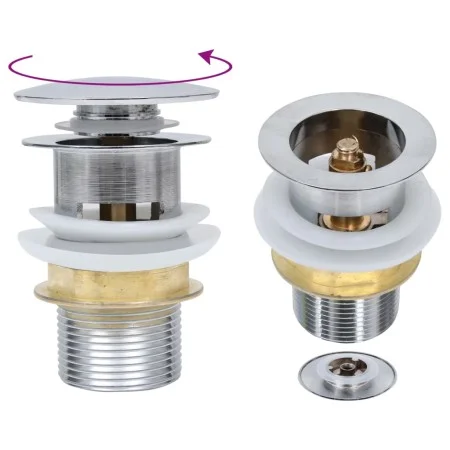 Desagüe empuje sin función desbordamiento plata 6,4x6,4x9,1 cm de vidaXL, Grifos - Ref: Foro24-149064, Precio: 14,73 €, Descu...