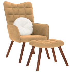 Sillón de relax con reposapiés terciopelo marrón de , Sillones - Ref: Foro24-4016829, Precio: 131,91 €, Descuento: %