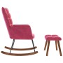 Mecedora con taburete de terciopelo rojo vino de , Mecedoras - Ref: Foro24-4016848, Precio: 142,91 €, Descuento: %
