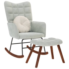 Mecedora con taburete de terciopelo gris claro de , Mecedoras - Ref: Foro24-4016843, Precio: 141,52 €, Descuento: %