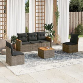 Set de muebles de jardín 6 pzas y cojines ratán sintético gris en Conjuntos de jardín | Comprar online en Foru.es