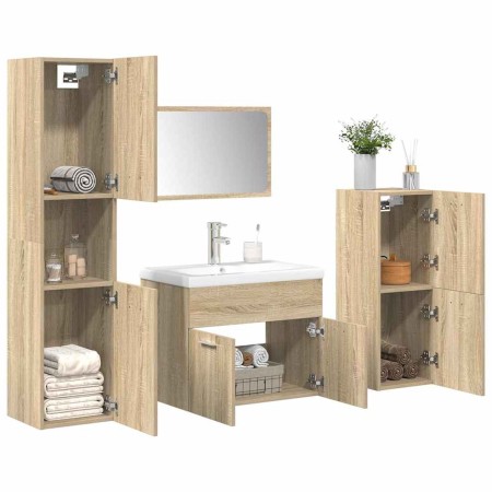 Juego de muebles de baño 5 pzas madera ingeniería roble Sonoma de , Muebles de baño - Ref: Foro24-3325021, Precio: 290,88 €, ...