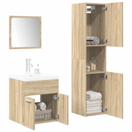Juego de muebles de baño 4 pzas contrachapada roble Sonoma de , Muebles de baño - Ref: Foro24-3325023, Precio: 217,01 €, Desc...