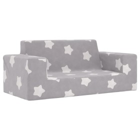 Sofá infantil de 2 plazas gris claro con estrellas felpa suave de , Mobiliario para bebés y niños pequeños - Ref: Foro24-4104...