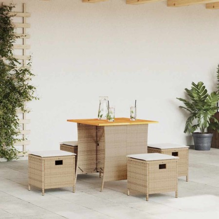 Set comedor de jardín 5 pzas con cojines ratán sintético beige de , Conjuntos de jardín - Ref: Foro24-365422, Precio: 232,88 ...