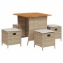 Set comedor de jardín 5 pzas con cojines ratán sintético beige de , Conjuntos de jardín - Ref: Foro24-365422, Precio: 232,88 ...