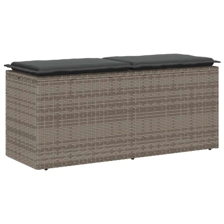 Banco de jardín con cojín ratán sintético gris 110x40x44 cm de , Bancos de jardín - Ref: Foro24-4104147, Precio: 105,85 €, De...