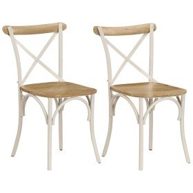 Sillas con respaldo cruzado 2 uds madera maciza de mango blanco en Sillas de comedor | Comprar online en Foru.es