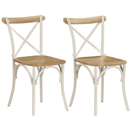 Sillas con respaldo cruzado 2 uds madera maciza de mango blanco en Sillas de comedor | Comprar online en Foru.es