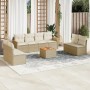 Set de sofás de jardín 9 pzas con cojines ratán sintético beige en Conjuntos de jardín | Comprar online en Foru.es
