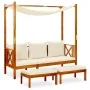 Banco de jardín con toldo y reposapiés madera maciza de acacia de vidaXL, Bancos de jardín - Ref: Foro24-3058007, Precio: 346...