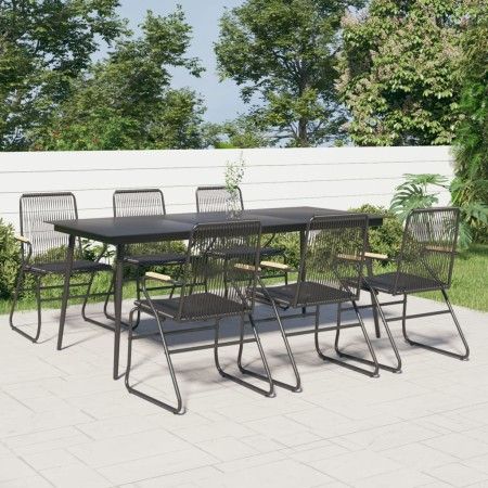 Juego de comedor para jardín 7 piezas ratán PVC negro de vidaXL, Conjuntos de jardín - Ref: Foro24-3060271, Precio: 539,89 €,...