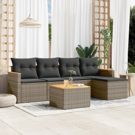 Set de muebles de jardín 6 pzas y cojines ratán sintético gris en Conjuntos de jardín | Comprar online en Foru.es