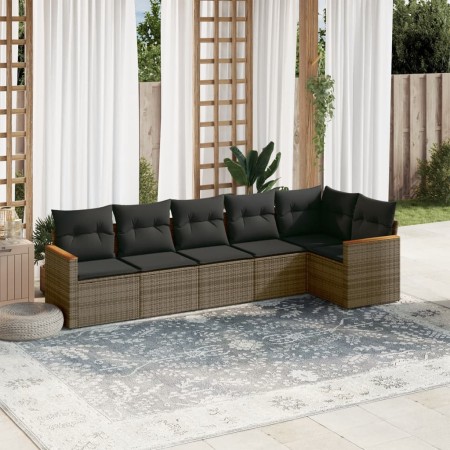 Set de muebles de jardín 6 pzas y cojines ratán sintético gris en Conjuntos de jardín | Comprar online en Foru.es