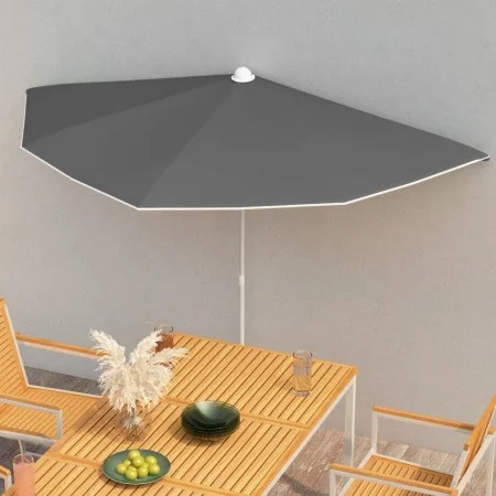 Sombrilla de jardín semicircular palo 300x150 cm gris antracita de vidaXL, Sombrillas - Ref: Foro24-315561, Precio: 24,36 €, ...