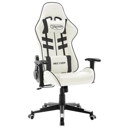 Silla de gaming de cuero sintético blanco y negro de vidaXL, Sillones para videojuegos - Ref: Foro24-20535, Precio: 187,77 €,...
