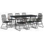 Juego de comedor de jardín 9 piezas ratán PVC negro de vidaXL, Conjuntos de jardín - Ref: Foro24-3060272, Precio: 634,08 €, D...