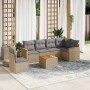 Set sofás de jardín 7 piezas y cojines ratán sintético beige en Conjuntos de jardín | Comprar online en Foru.es