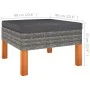 Reposapiés de ratán sintético y madera maciza de eucalipto de vidaXL, Sofás modulares de exterior - Ref: Foro24-315752, Preci...