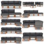 Reposapiés de ratán sintético y madera maciza de eucalipto de vidaXL, Sofás modulares de exterior - Ref: Foro24-315752, Preci...