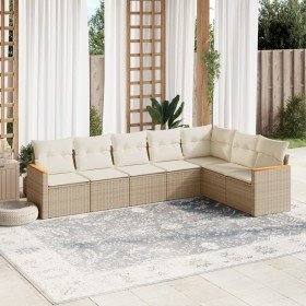 Set sofás de jardín 7 piezas y cojines ratán sintético beige en Conjuntos de jardín | Comprar online en Foru.es