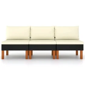 Central sofas 3 units synthetic rattan and eucalyptus wood by vidaXL, Modular outdoor sofas - Ref: Foro24-315768, Price: 142,...