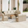 Set de sofás de jardín 9 pzas con cojines ratán sintético beige en Conjuntos de jardín | Comprar online en Foru.es
