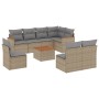 Set de sofás de jardín 9 pzas con cojines ratán sintético beige en Conjuntos de jardín | Comprar online en Foru.es