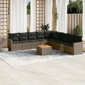 Set de sofás de jardín 10 pzas con cojines ratán sintético gris en Conjuntos de jardín | Comprar online en Foru.es