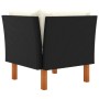 Sofá esquinero de ratán sintético y madera maciza de eucalipto de vidaXL, Sofás modulares de exterior - Ref: Foro24-315763, P...