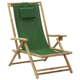 Silla de relax reclinable de bambú y tela verde de vidaXL, Sillas de jardín - Ref: Foro24-313027, Precio: 54,49 €, Descuento: %