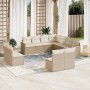 Set de sofás de jardín 11pzas con cojines ratán sintético beige en Conjuntos de jardín | Comprar online en Foru.es