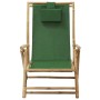 Silla de relax reclinable de bambú y tela verde de vidaXL, Sillas de jardín - Ref: Foro24-313027, Precio: 54,67 €, Descuento: %